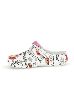 Ciabatte clog bianche con stampa floreale Woz 7
