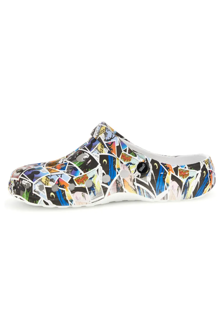 Ciabatte clog multicolore con stampa Woz 2