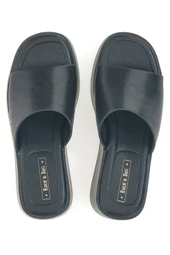 Ciabatte con zeppa neri minimal Rock'n Doll H3T9027