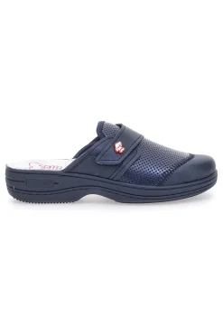 Ciabatte Da Lavoro Blu Vera Pelle Made In Italy Mrs Chef 1568