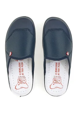 Ciabatte da Lavoro Blu Vera Pelle Made In Italy MR Chef 641