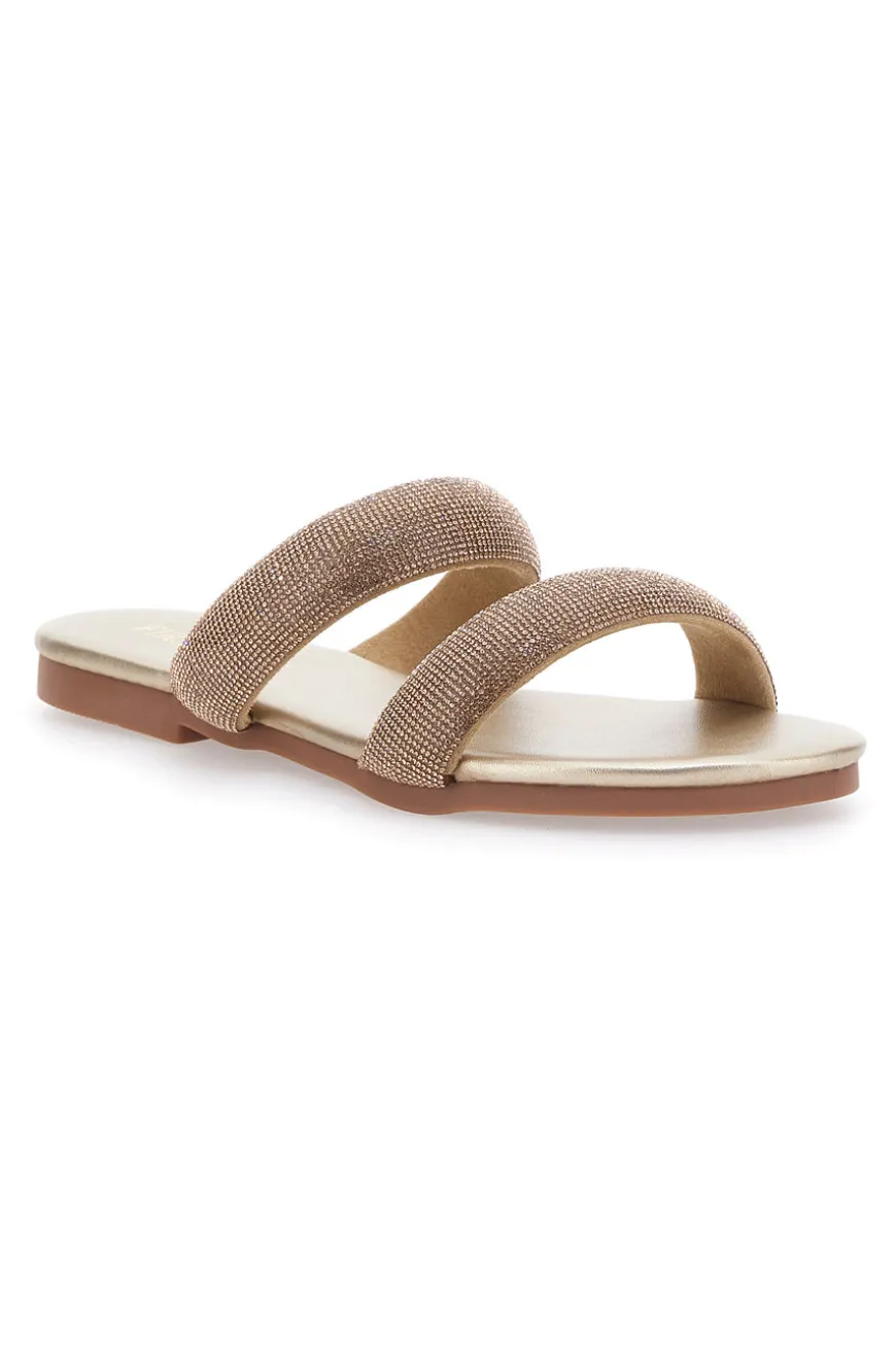 Ciabatte Flat Oro Con Strass Dorati First Lady 439