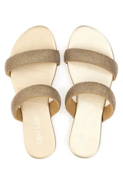 Ciabatte Flat Oro Con Strass Dorati First Lady 439