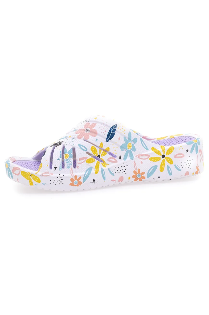Ciabatte floreali viola multicolor fascia incrociata 2T2L 711