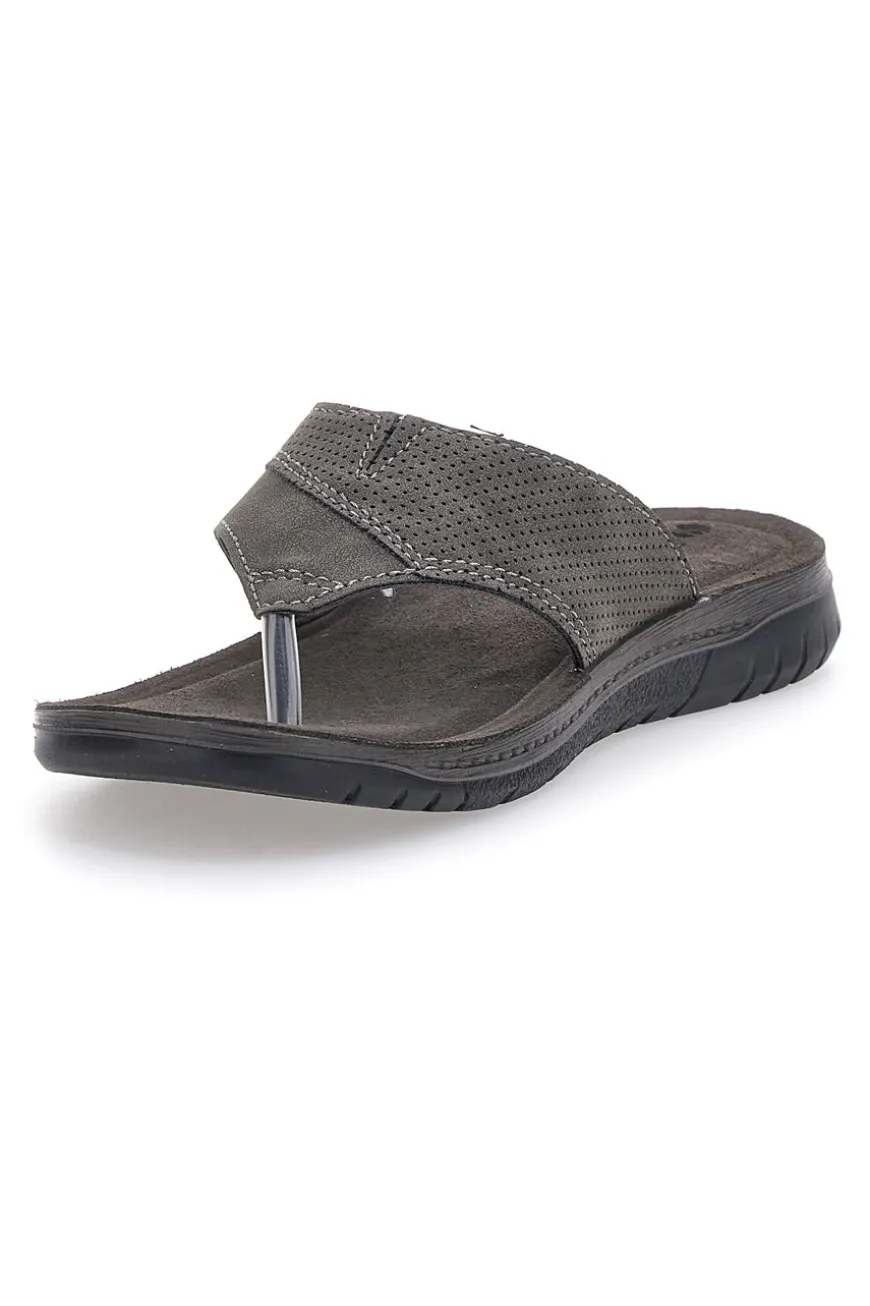 Ciabatte Grigie Infradito Con Sottopiede In Vera Pelle Inblu 14 ID