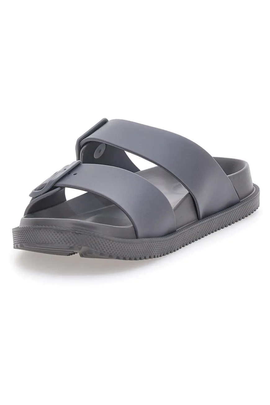 Ciabatte grigie in gomma con doppio cinturino 2T2L 72593