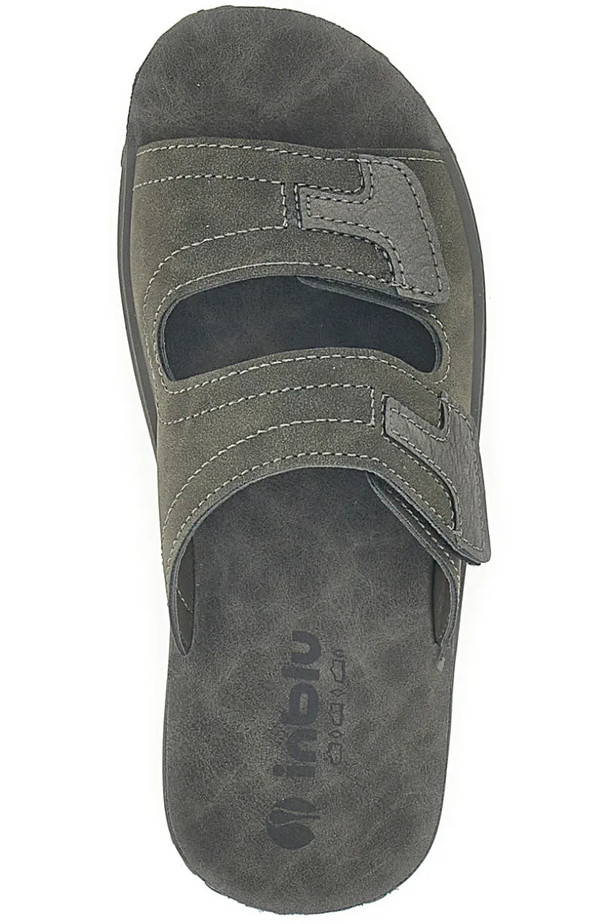 Ciabatte Grigio Con Strappi in Velcro Inblu 106 Fn