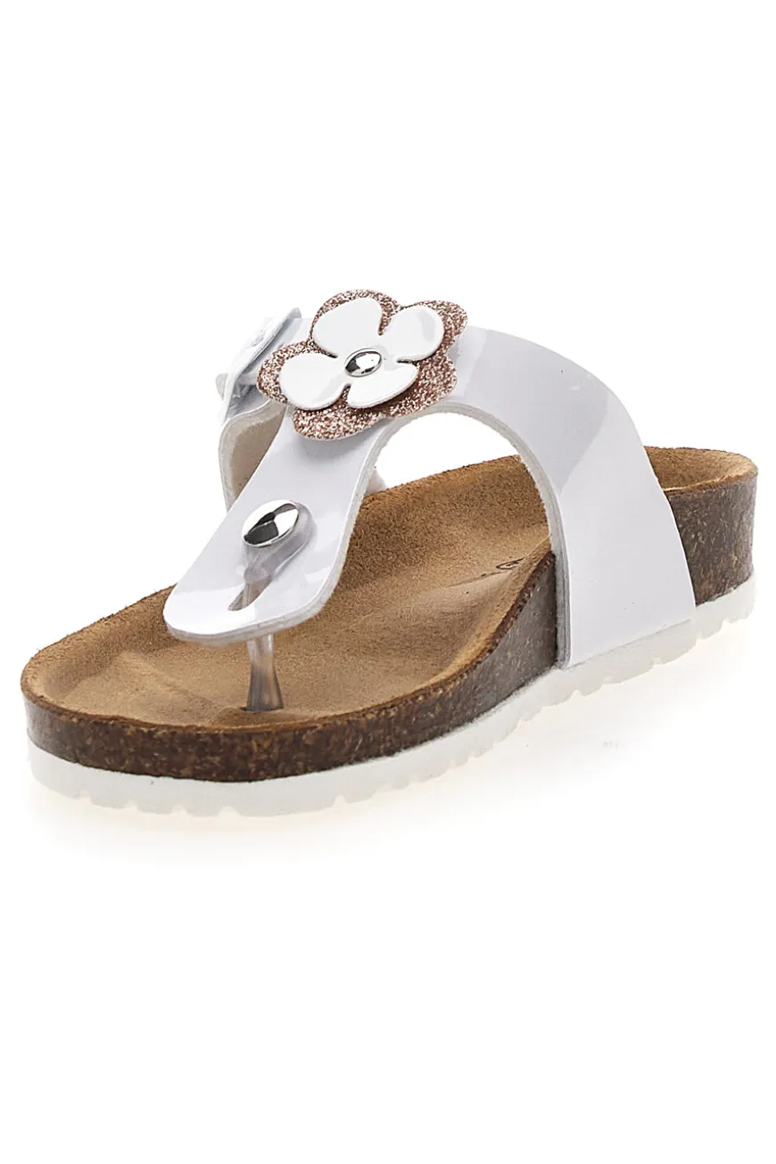 Ciabatte Infradito Bianche con Applicazioni a Fiori PITT KIDS 45261GVW