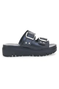 Ciabatte in vera pelle nere con fibbie PITTARELLO LOVE 35801919