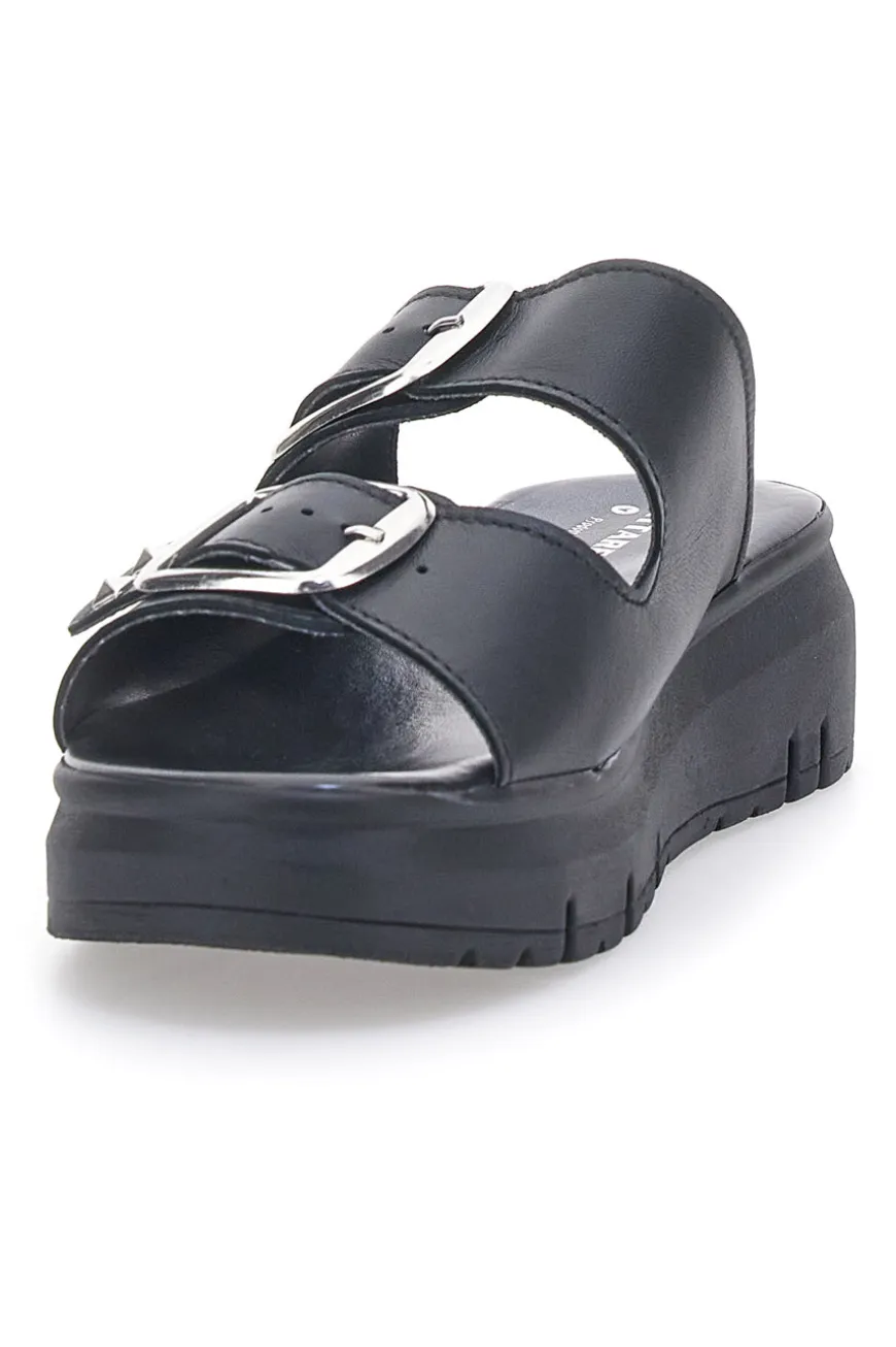 Ciabatte in vera pelle nere con fibbie PITTARELLO LOVE 35801919