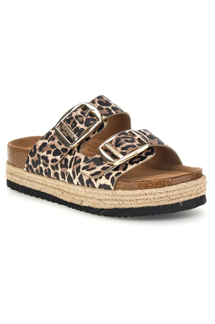 Ciabatte leopardate con doppia fibbia Superga S11Y279