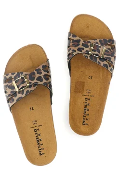 Ciabatte marrone animalier fascia incrociata Pittarello tierra 335A021SR