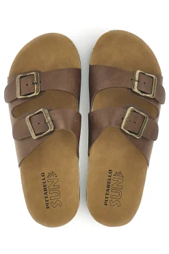 Ciabatte marrone con doppia fibbia Pittarello sun CHLY2417A01
