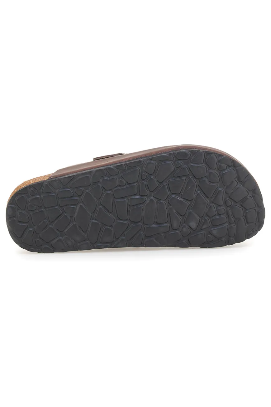 Ciabatte marrone con fibbia in vera pelle Pittarello Tierra 335A013PR