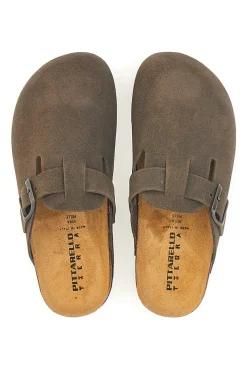 Ciabatte marrone scuro con fibbia in vera pelle PittarelloTierra 335A013PR