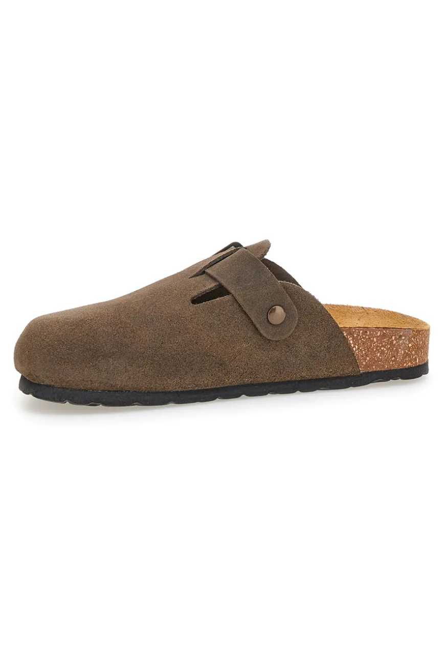 Ciabatte marrone scuro con fibbia in vera pelle PittarelloTierra 335A013PR