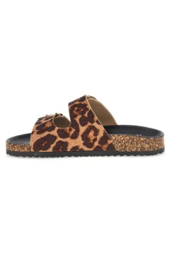 Ciabatte marroni e nere animalier con fibbie Me & Me 15614