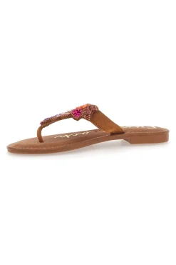 Ciabatte Marroni Infradito con Perline Fun Beach 468