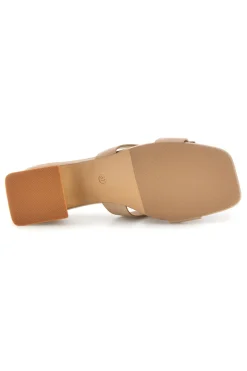 Ciabatte Mules beige con tacco basso e fascia decorativa Laura biagiotti 9730