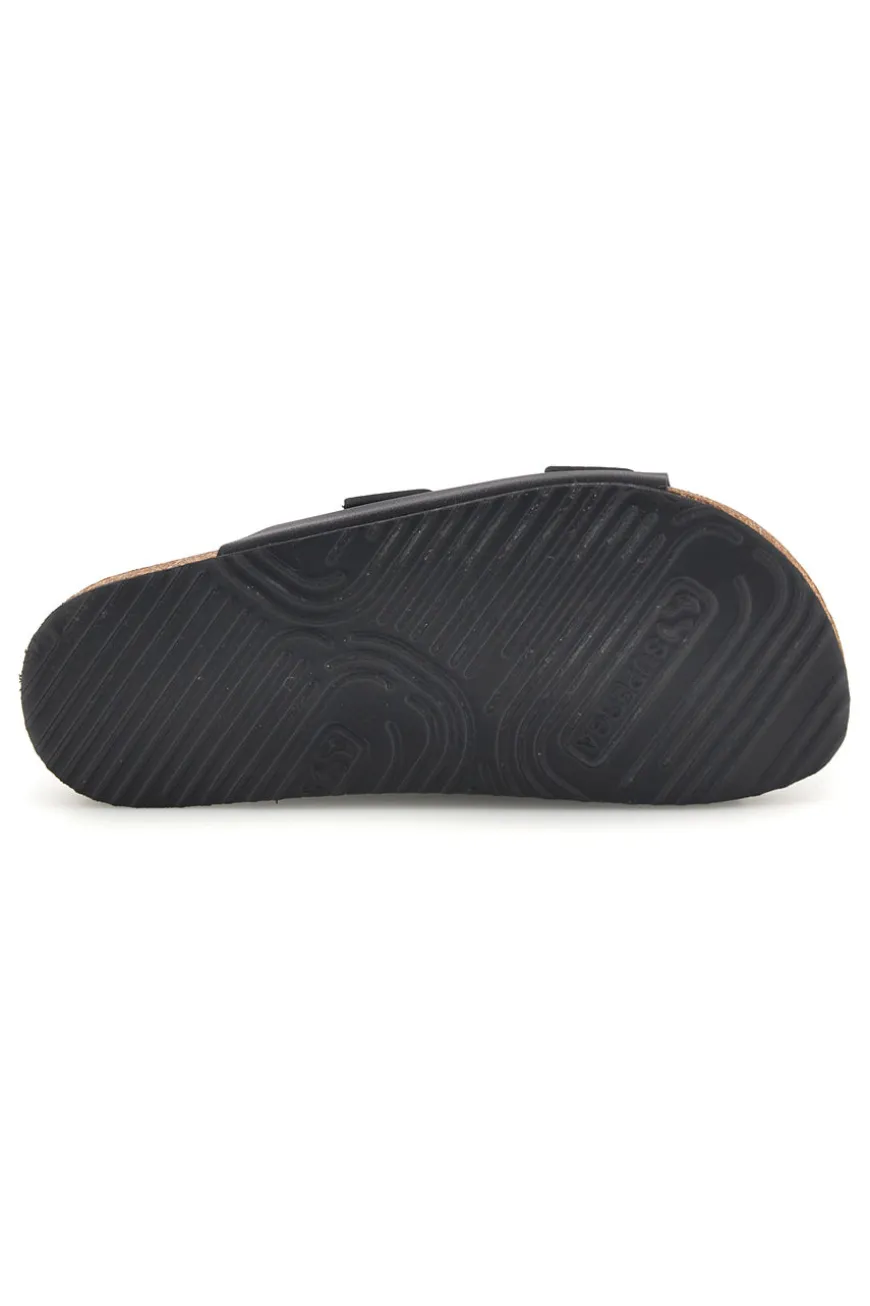 Ciabatte nere con doppia fascia regolabile Made in Italy in vera pelle Superga S31T823
