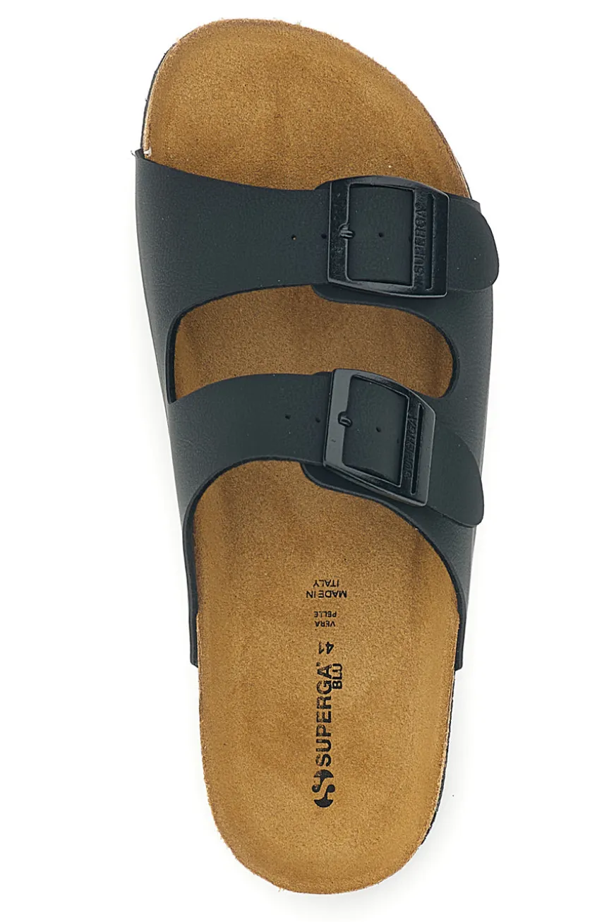 Ciabatte Nere con Doppia Fibbia Superga S31T618