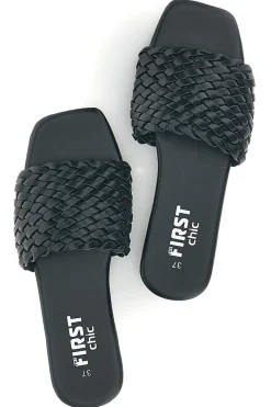 Ciabatte nere con fascia intrecciata The first chic PRE5410