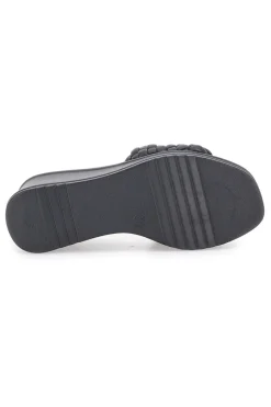Ciabatte nere con fascia intrecciata e zeppa 8 cm Plocadi 18009
