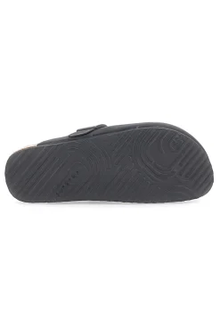 Ciabatte nere con fibbia e sottopiede in vera pelle Superga S11U700