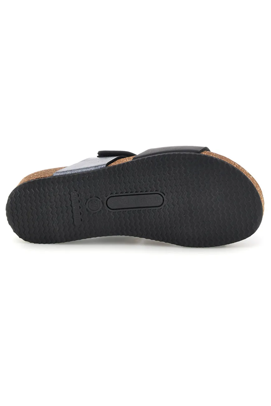 Ciabatte nere e grigie con sottopiede in vera pelle Pittarello Eco 293A485SR