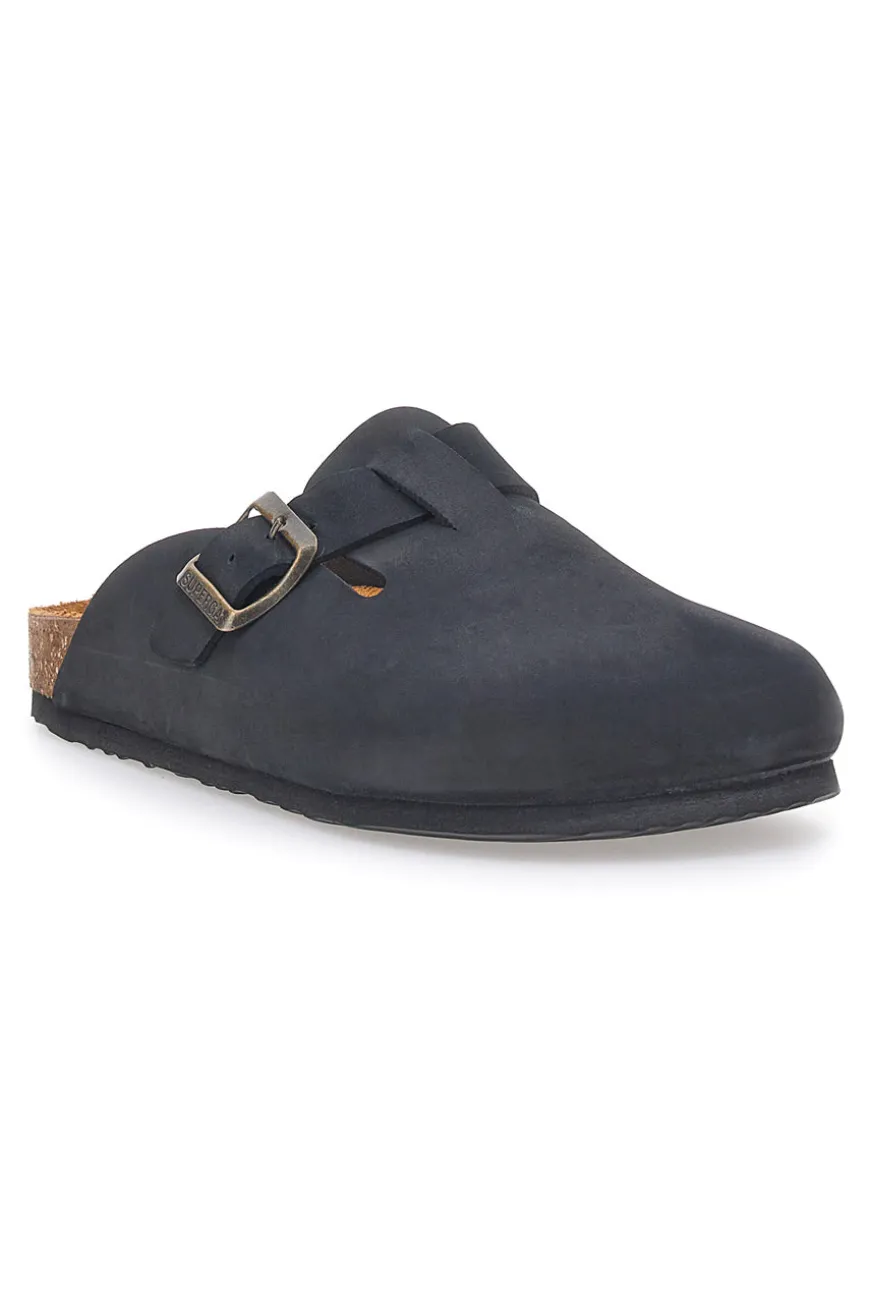 Ciabatte Nere Made in Italy Con Sottopiede in Vera Pelle SUPERGA S31U384