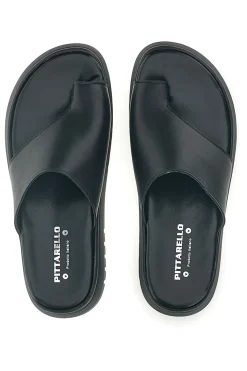 Ciabatte nero con tomaia in vera pelle Pittarello 32441926