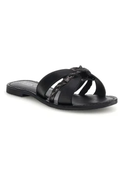 Ciabatte nero in vera pelle con fasce incrociate Pittarello sun TIMA3960