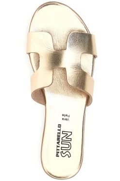 Ciabatte oro con fascia a H Pittarello SUN R01