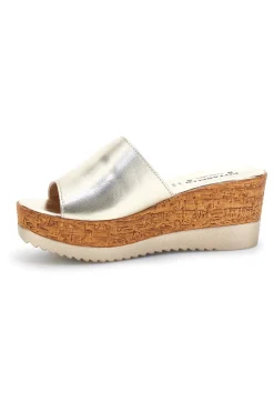 Ciabatte Oro con zeppa in vera pelle Made in Italy Pittarello 23317428