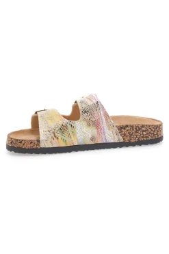 Ciabatte oro multicolor con doppia fibbia e suola effetto sughero PRIMA RIGA 14601