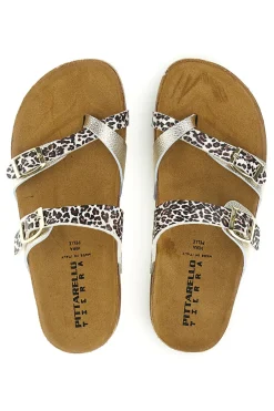 Ciabatte oro stampa animalier Pittarello Tierra 335A312SR