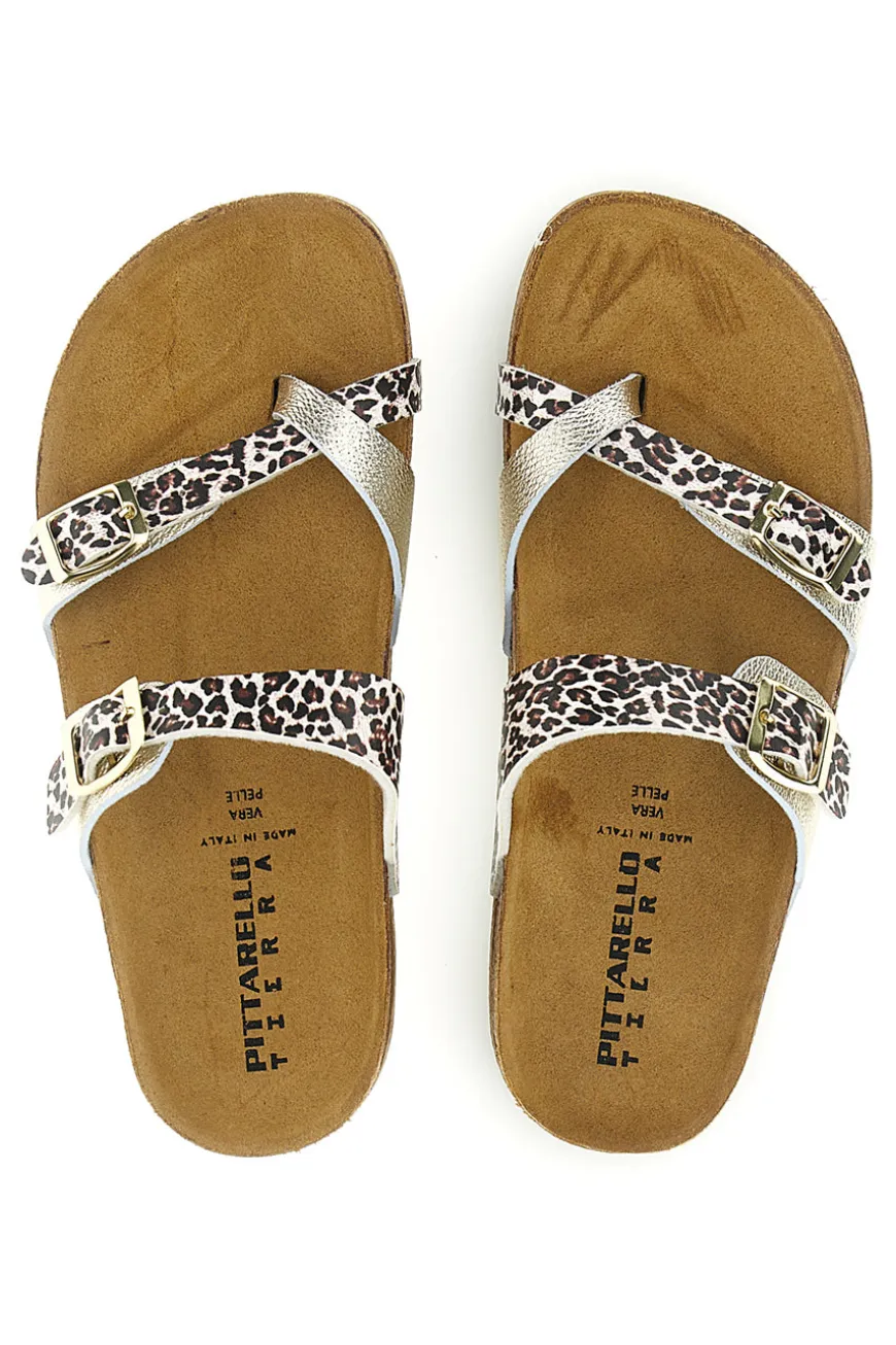 Ciabatte oro stampa animalier Pittarello Tierra 335A312SR