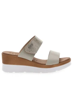 Ciabatte Perla con Zeppa A Contrasto Bianca e Velcro Regolabile PLOCADI 11073143