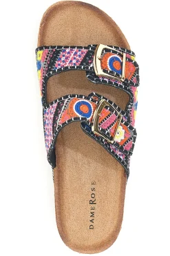 Ciabatte platform con dettagli etnici multicolor Dame Rose APY65