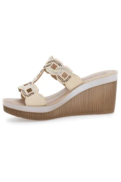 Ciabatte Platino Con Zeppa e Strass Inblu 34 As