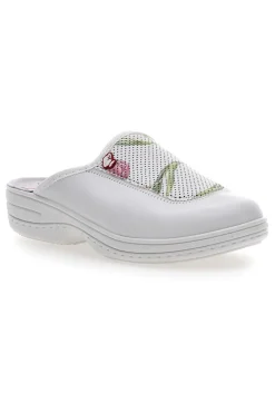 Ciabatte professionali bianche con ricamo floreale The Mrs Chef 5533
