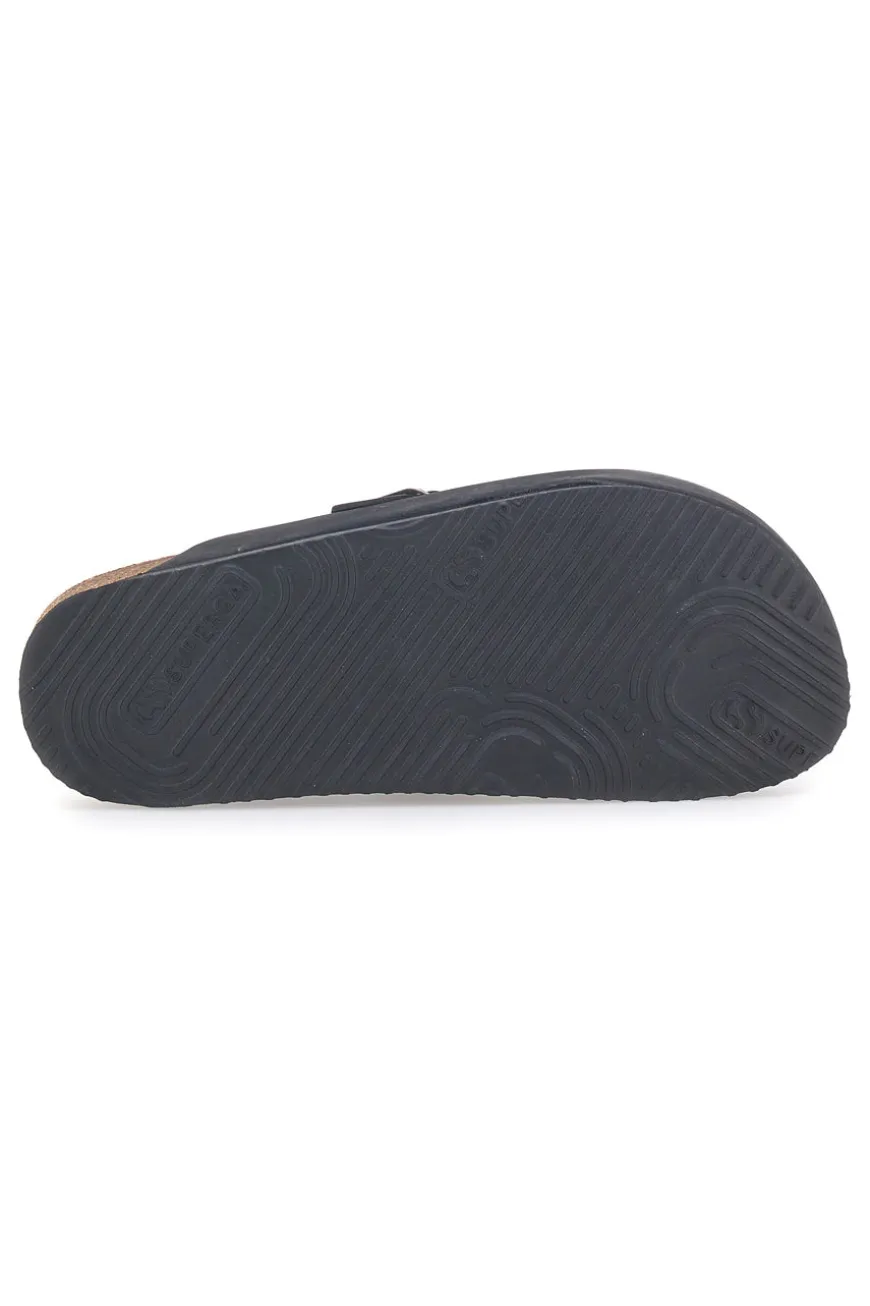 Ciabatte sabot Nere Sottopiede In Vera Pelle SUPERGA S31U384
