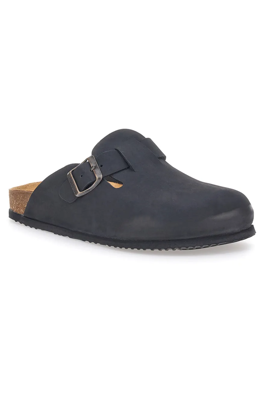 Ciabatte sabot Nere Sottopiede In Vera Pelle SUPERGA S31U384