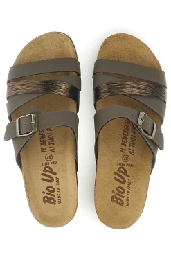 Ciabatte taupe con fasce e plantare anatomico Bio up 308