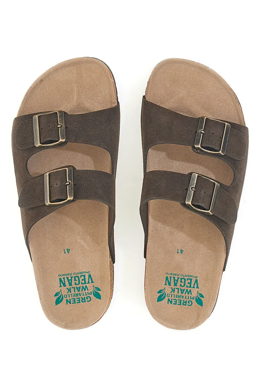 Ciabatte testa di moro doppia fibbia suola antiscivolo Pittarello Green Walk vegan 335CF038S