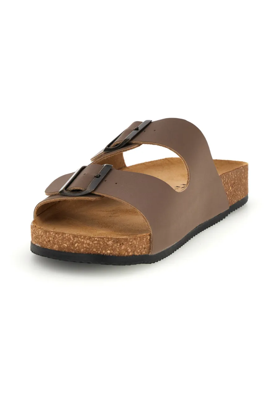Ciabatte tortora con doppia fibbia Pittarello tierra 335A038SR