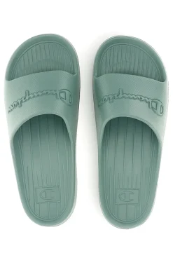 Ciabatte verde acqua con fascia logata Champion Cabana Box Slide