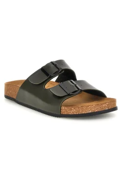 Ciabatte verde militare con doppia fibbia Pittarello tierra 335A038SR