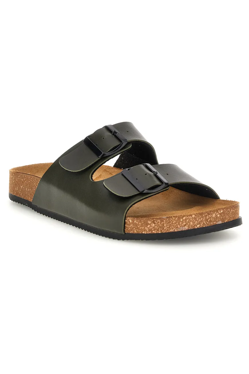 Ciabatte verde militare con doppia fibbia Pittarello tierra 335A038SR