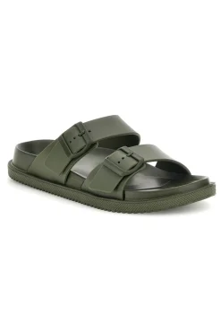 Ciabatte verde militare con doppia fibbia 2t2l 72593